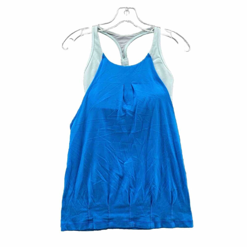 Lululemon Freely Tank Top Womens 4 Blue Built In Sport Bra‎ Gordcore Activewear